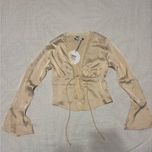 Princess Polly Beige Satin Blouse
